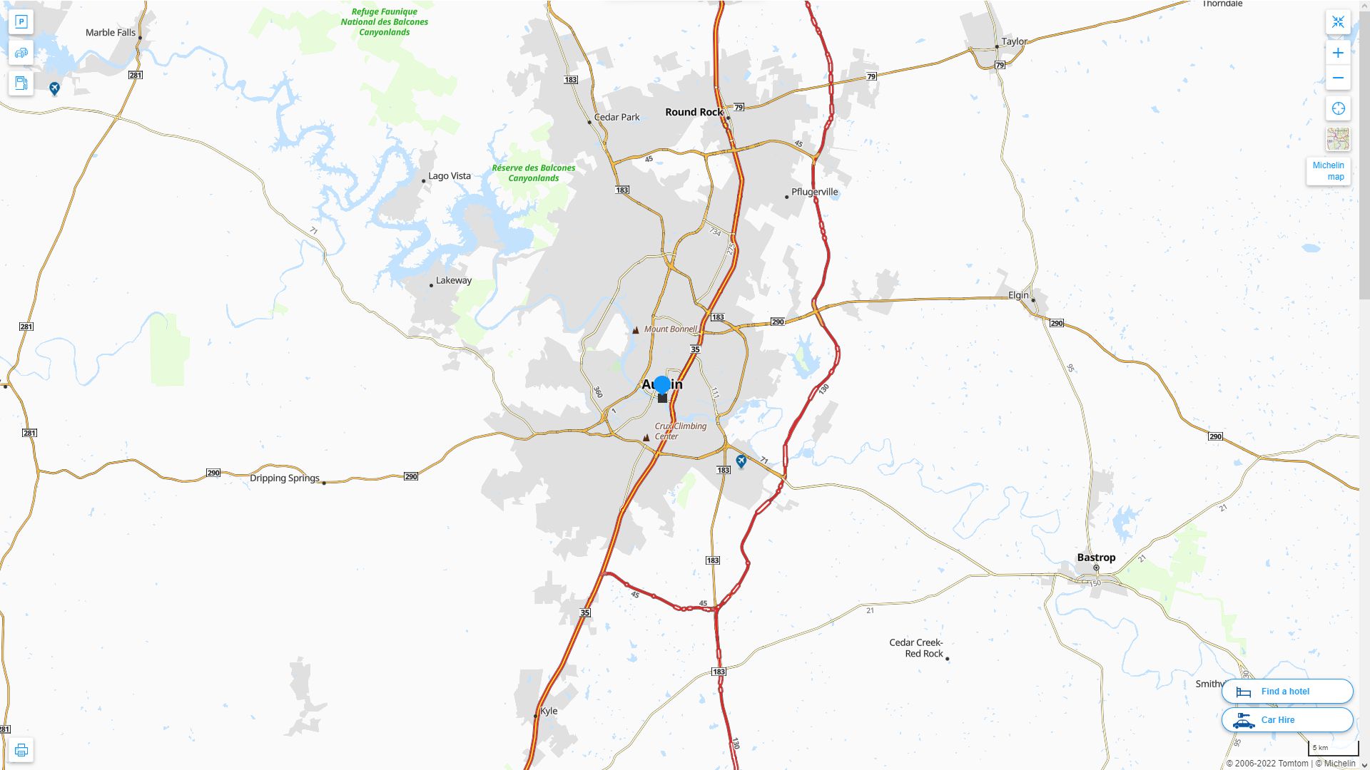 Austin Texas Highway and Road Map